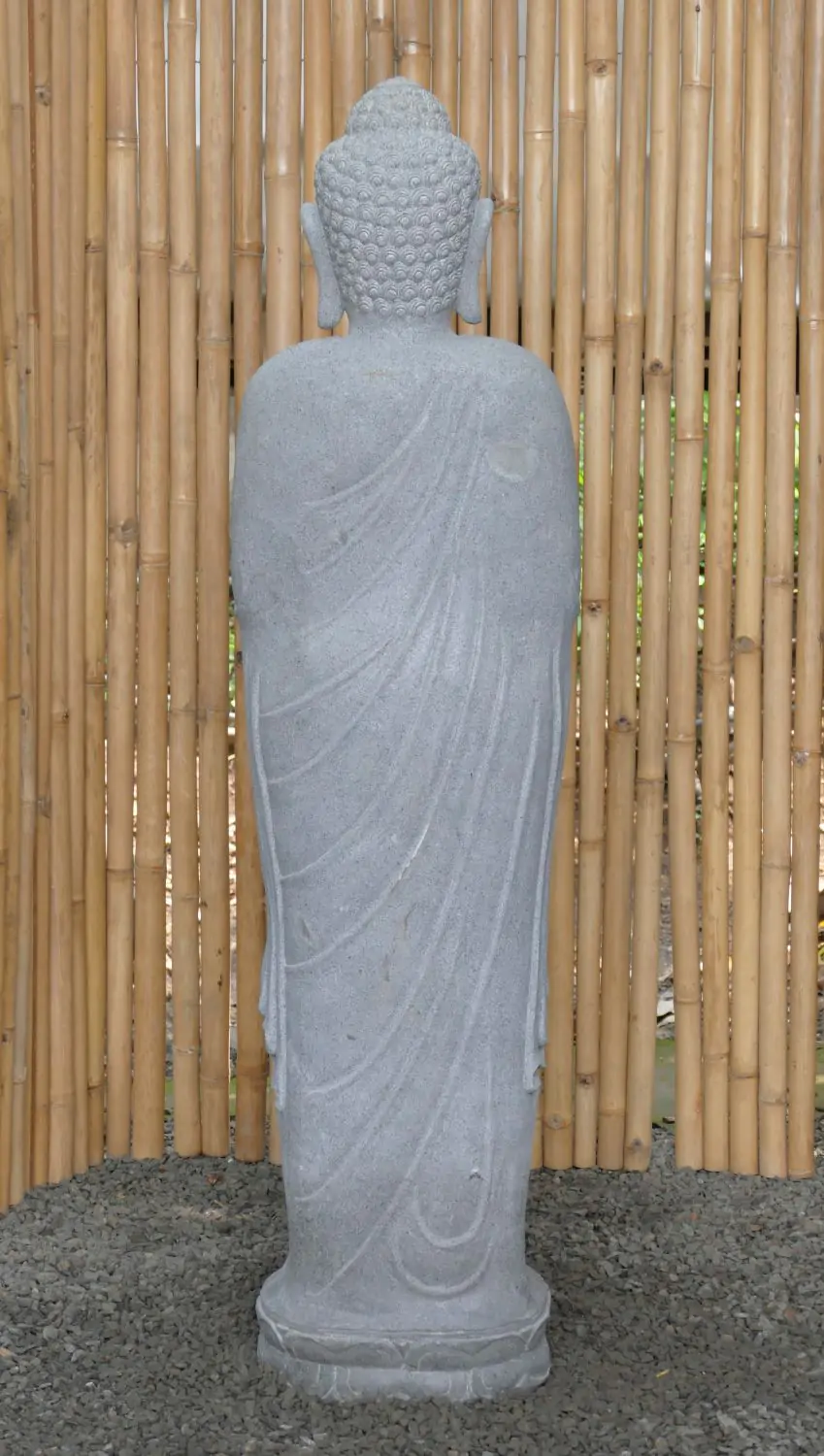  Product image 4 of the product “Standing Buddha made of Riverstone in Dharmachakra position - gesture of wheel of the teaching of Dharma. About 152cm height ”